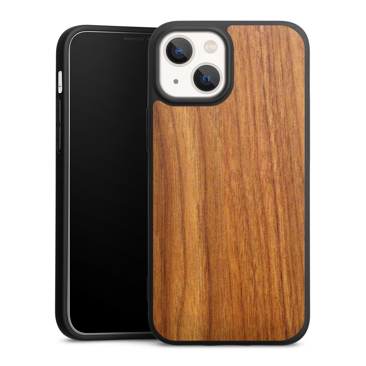 iPhone 13 Mini Handy Premium Silikon Hülle Handyhülle schwarz Case Wood Larch Wooden Look Silikon Premium Case