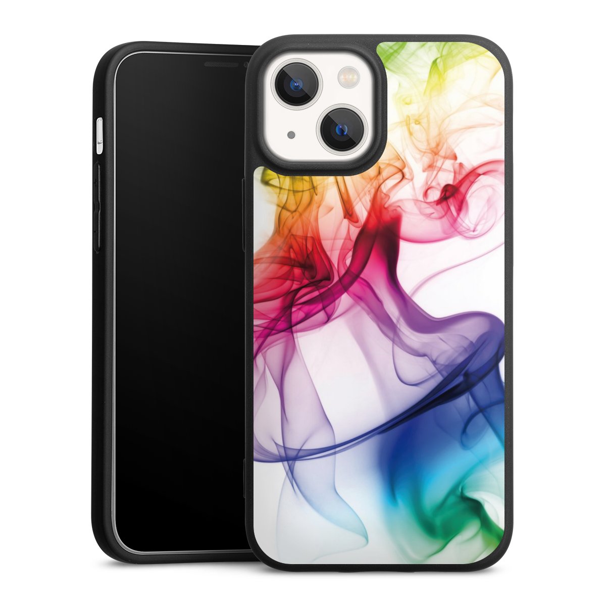 iPhone 13 Mini Handy Premium Silikon Hülle Handyhülle schwarz Case Water Colour Rainbow Silikon Premium Case