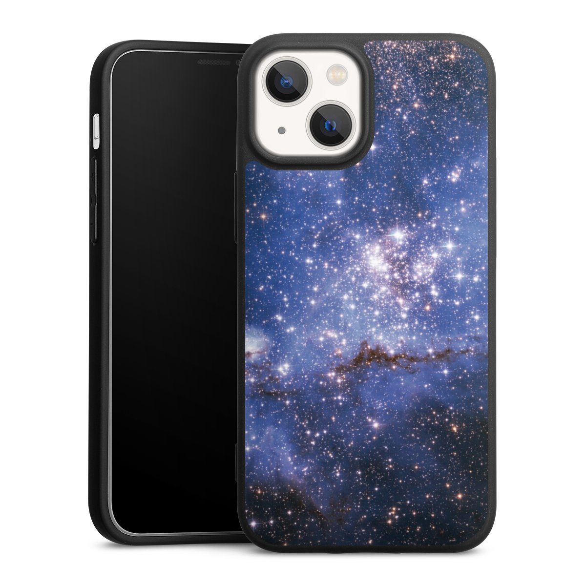 iPhone 13 Mini Handy Premium Silikon Hülle Handyhülle schwarz Case Weltall Galaxy Weltraum Silikon Premium Case