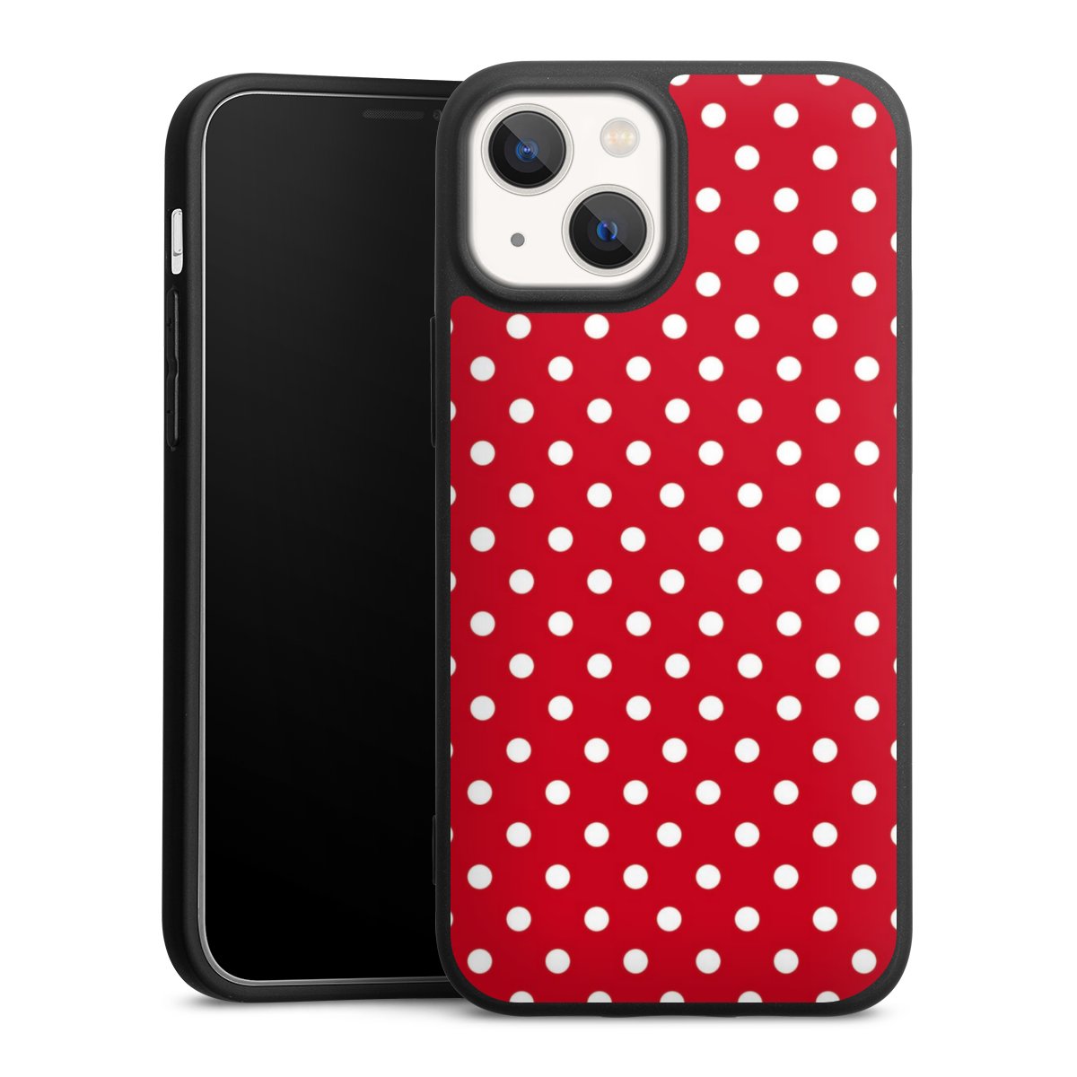 iPhone 13 Mini Handy Premium Silikon Hülle Handyhülle schwarz Case Points Polka Dots Retro Silikon Premium Case