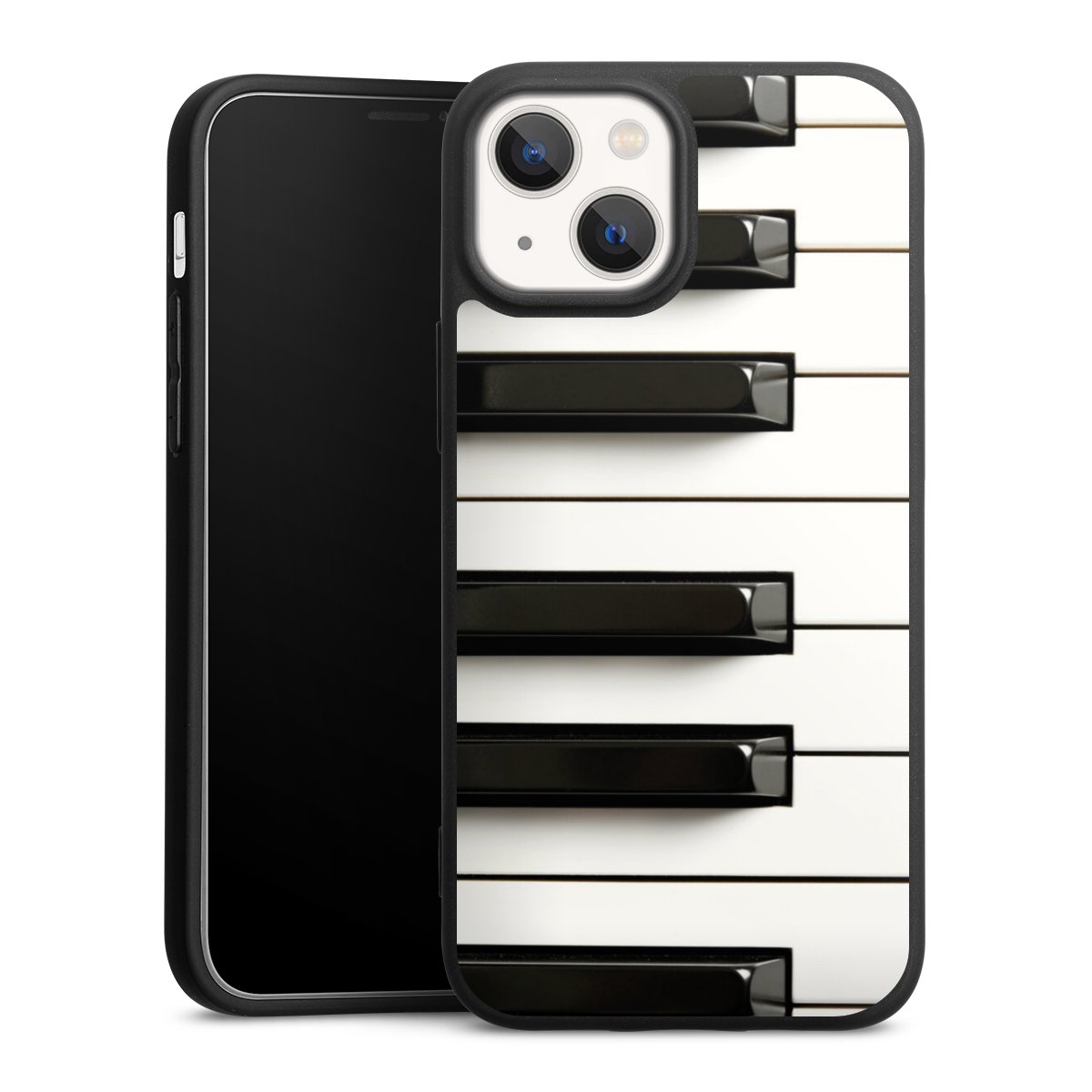 iPhone 13 Mini Handy Premium Silikon Hülle Handyhülle schwarz Case Klavier Piano Music Silikon Premium Case