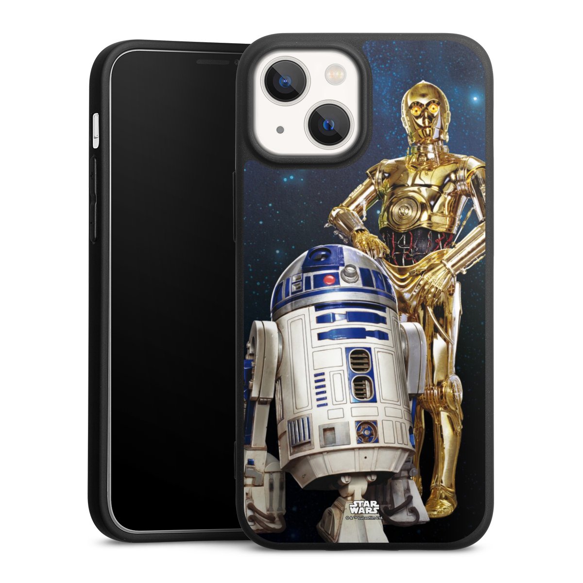 iPhone 13 Mini Handy Premium Silikon Hülle Handyhülle schwarz Case Weltall Star Wars R2d2 Silikon Premium Case