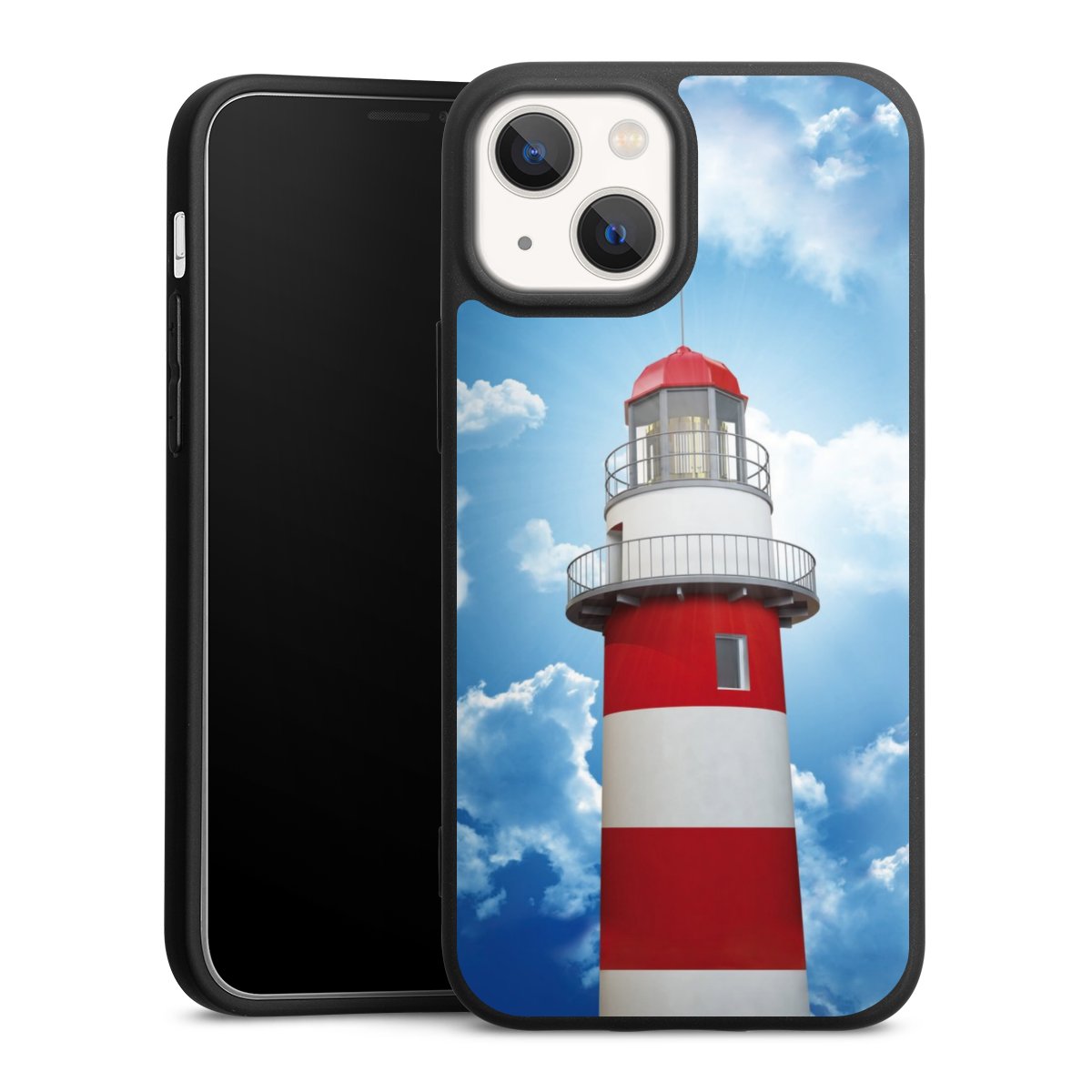 iPhone 13 Mini Handy Premium Silikon Hülle Handyhülle schwarz Case Lighthouse Sky Cloud Silikon Premium Case