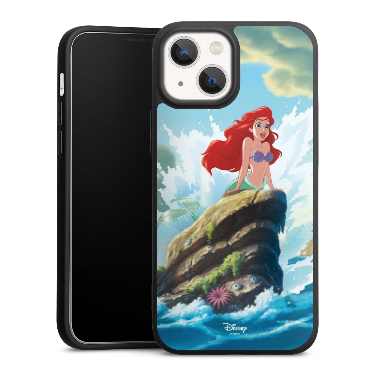 iPhone 13 Mini Handy Premium Silikon Hülle Handyhülle schwarz Case Mermaid Arielle Die Meerjungfrau Official Licensed Product Silikon Premium Case