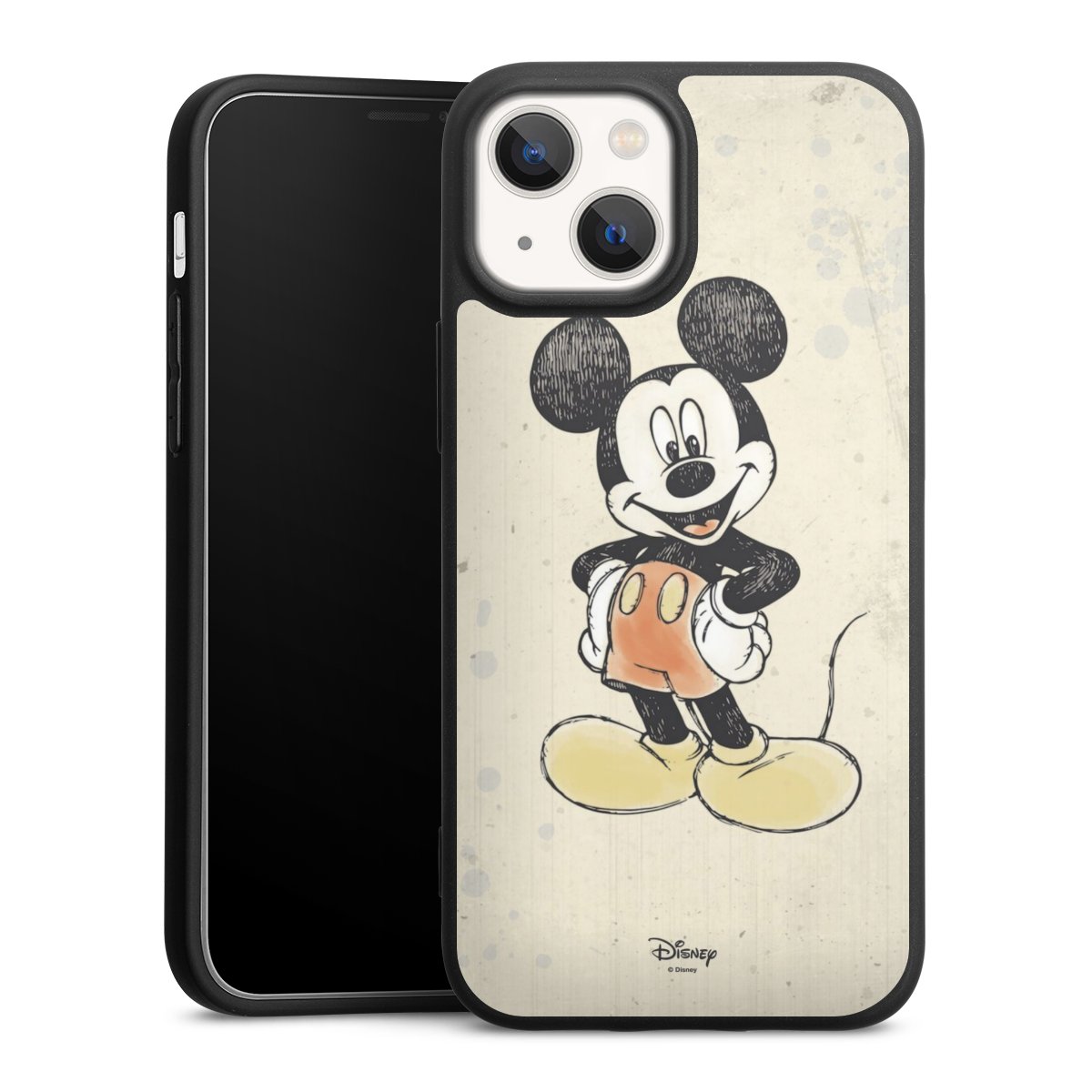 iPhone 13 Mini Handy Premium Silikon Hülle Handyhülle schwarz Case Water Colour Mickey & Minnie Mouse Official Licensed Product Silikon Premium Case