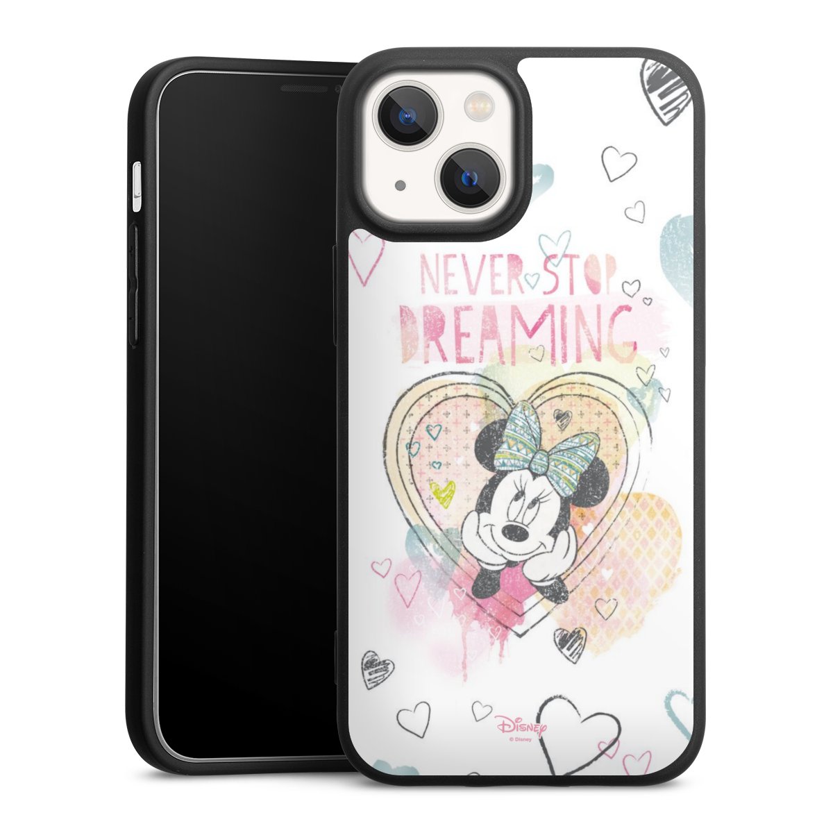 iPhone 13 Mini Handy Premium Silikon Hülle Handyhülle schwarz Case Disney Official Licensed Product Minnie Mouse Silikon Premium Case