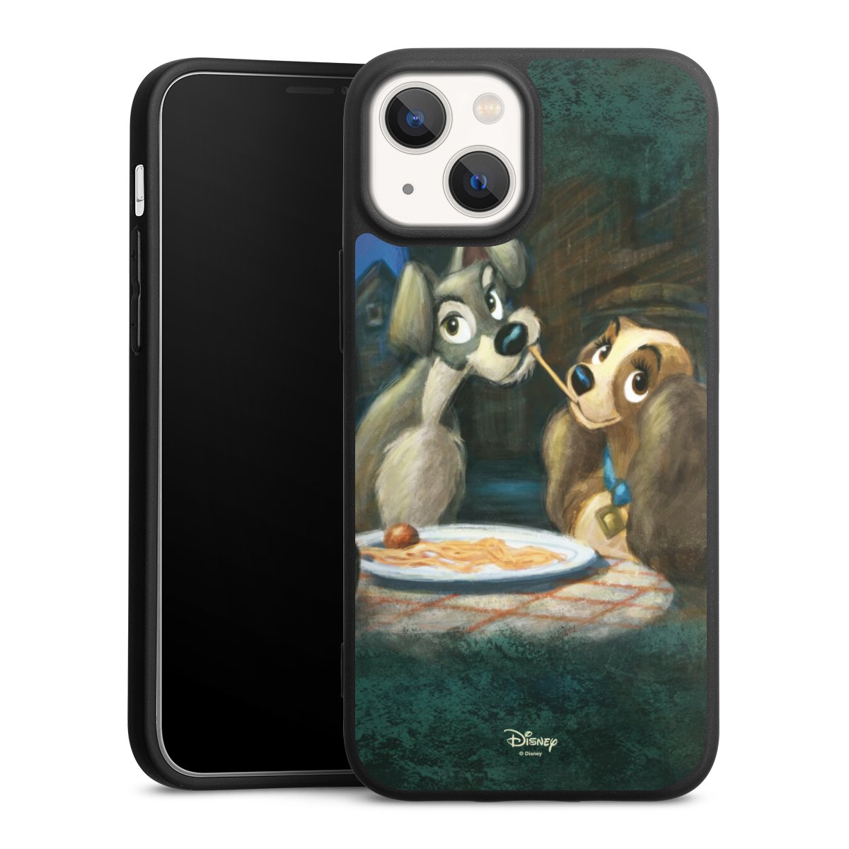 iPhone 13 Mini Handy Premium Silikon Hülle Handyhülle schwarz Case Lady And The Tramp Official Licensed Product Disney Silikon Premium Case