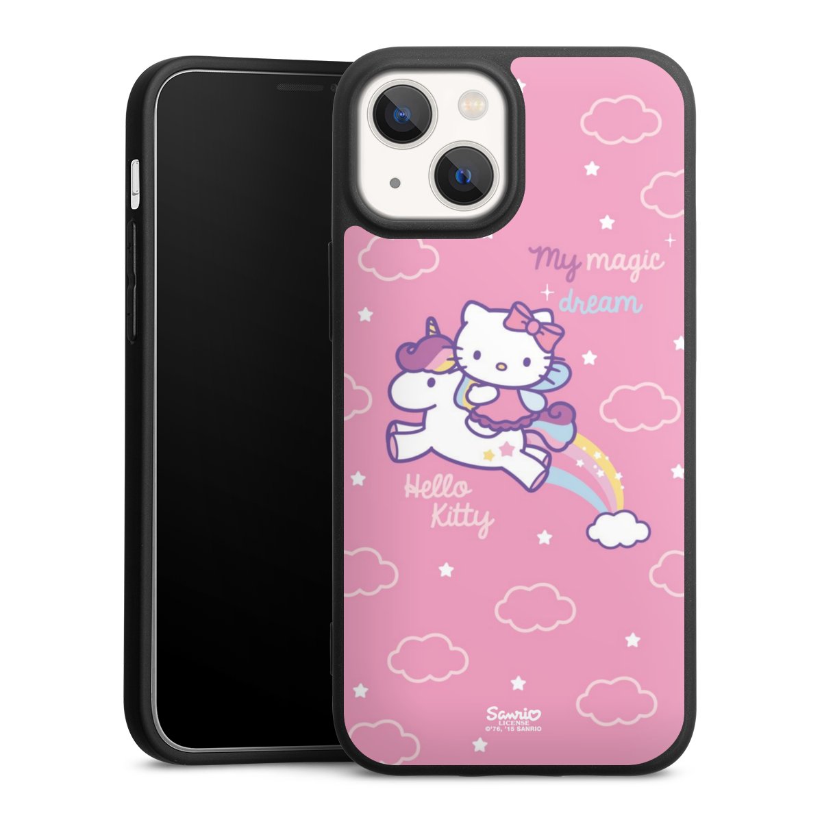 iPhone 13 Mini Handy Premium Silikon Hülle Handyhülle schwarz Case Einhorn Official Licensed Product Hello Kitty Silikon Premium Case