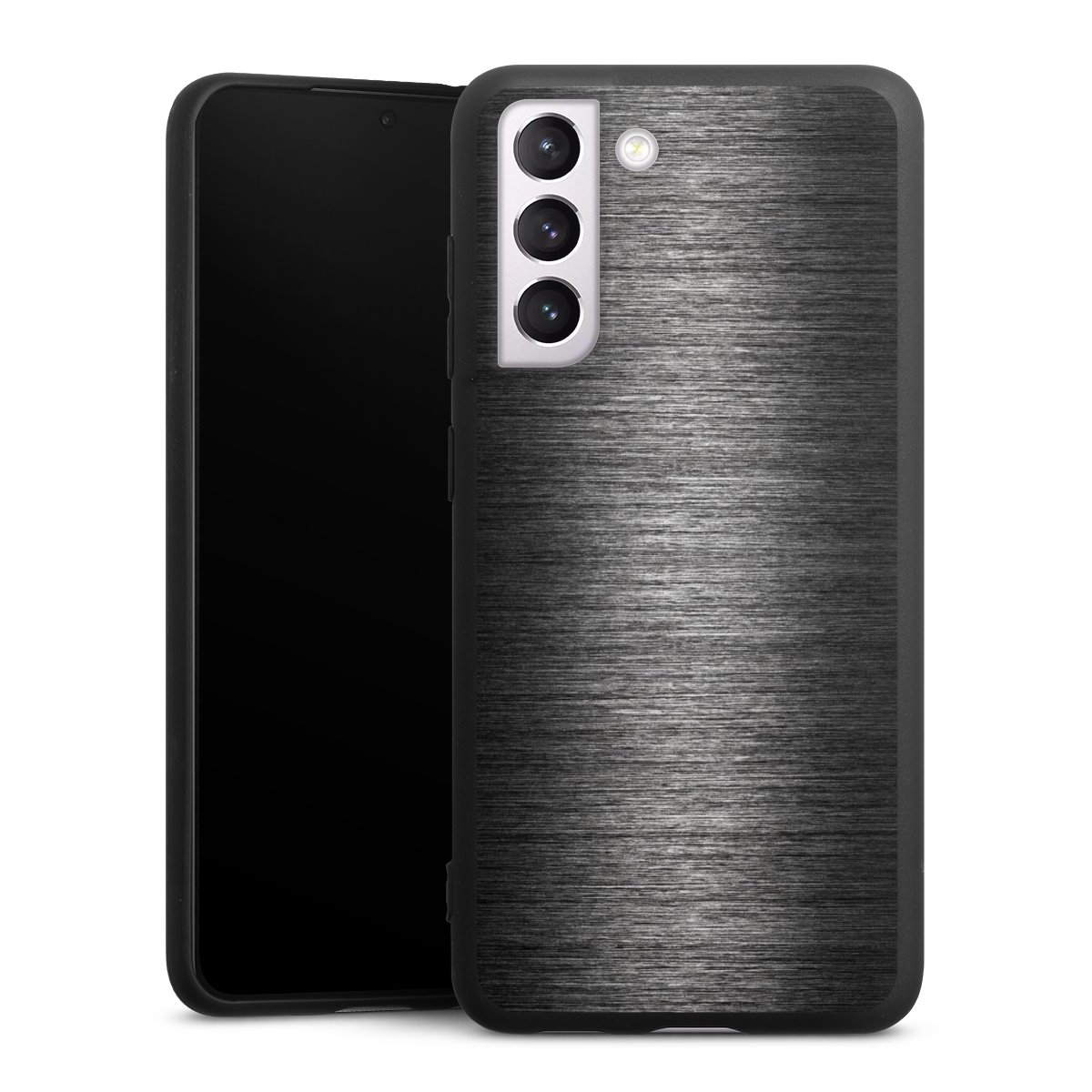 Galaxy S21 FE 5G Handy Premium Silikon Hülle Handyhülle schwarz Case Metallic Look Anthracite Metal Silikon Premium Case