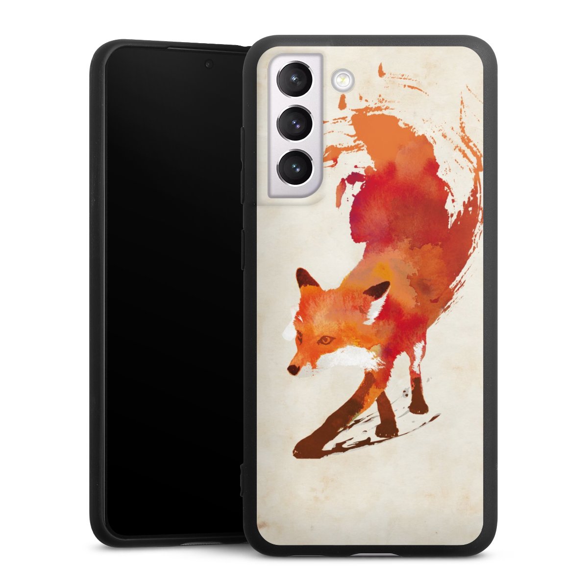 Galaxy S21 FE 5G Handy Premium Silikon Hülle Handyhülle schwarz Case Fox Graphic Silikon Premium Case