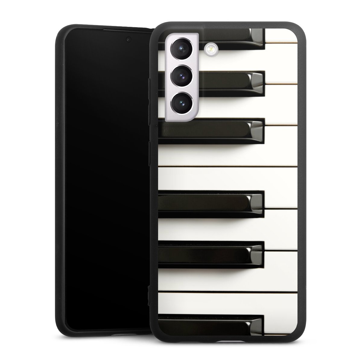 Galaxy S21 FE 5G Handy Premium Silikon Hülle Handyhülle schwarz Case Klavier Piano Music Silikon Premium Case