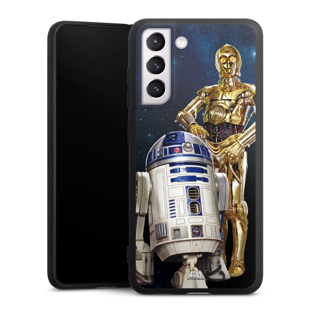 Galaxy S21 FE 5G Handy Premium Silikon Hülle Handyhülle schwarz Case Weltall Star Wars R2d2 Silikon Premium Case