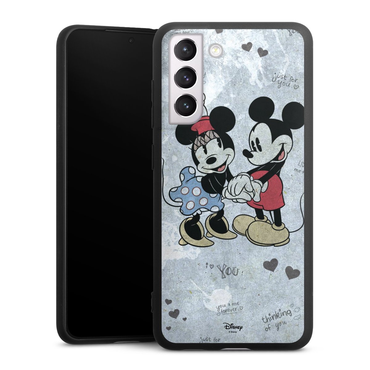 Galaxy S21 FE 5G Handy Premium Silikon Hülle Handyhülle schwarz Case Mickey & Minnie Mouse Vintage Disney Silikon Premium Case