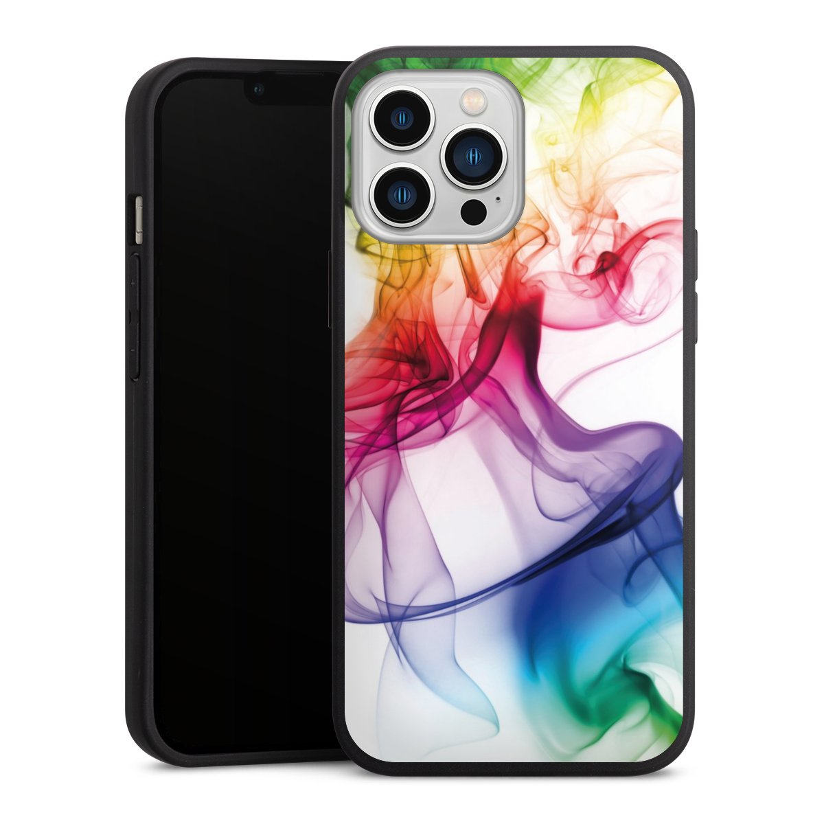 iPhone 13 Pro Max Handy Premium Silikon Hülle Handyhülle schwarz Case Water Colour Rainbow Silikon Premium Case