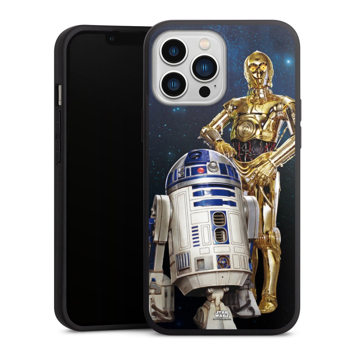 iPhone 13 Pro Max Handy Premium Silikon Hülle Handyhülle schwarz Case Weltall Star Wars R2d2 Silikon Premium Case