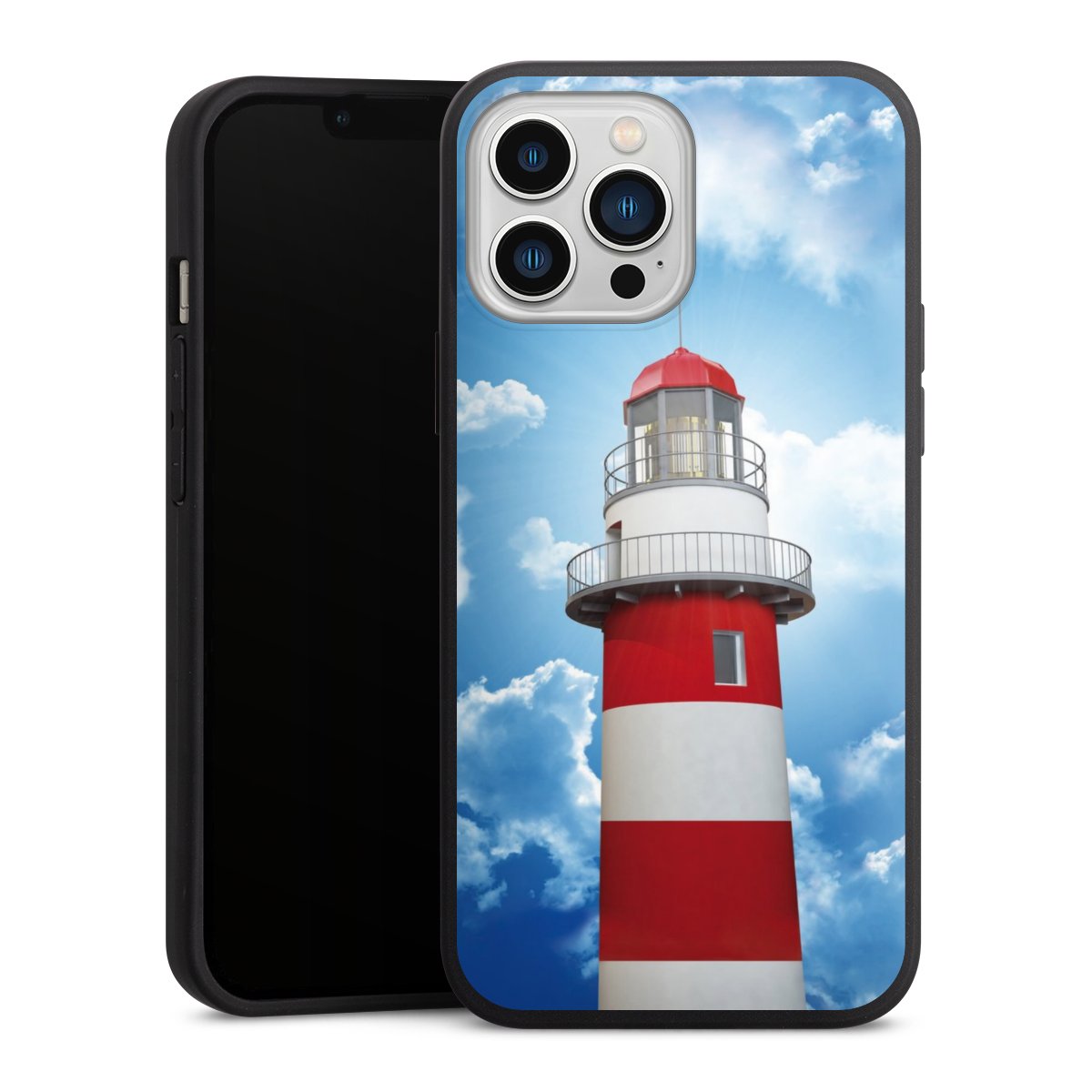 iPhone 13 Pro Max Handy Premium Silikon Hülle Handyhülle schwarz Case Lighthouse Sky Cloud Silikon Premium Case