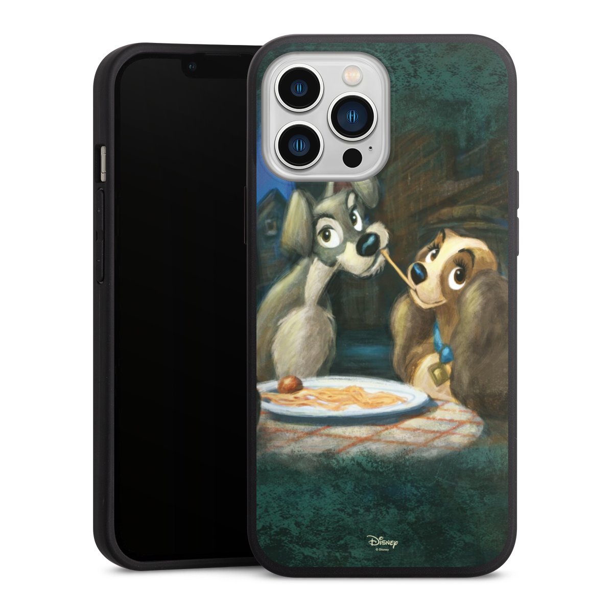 iPhone 13 Pro Max Handy Premium Silikon Hülle Handyhülle schwarz Case Lady And The Tramp Official Licensed Product Disney Silikon Premium Case