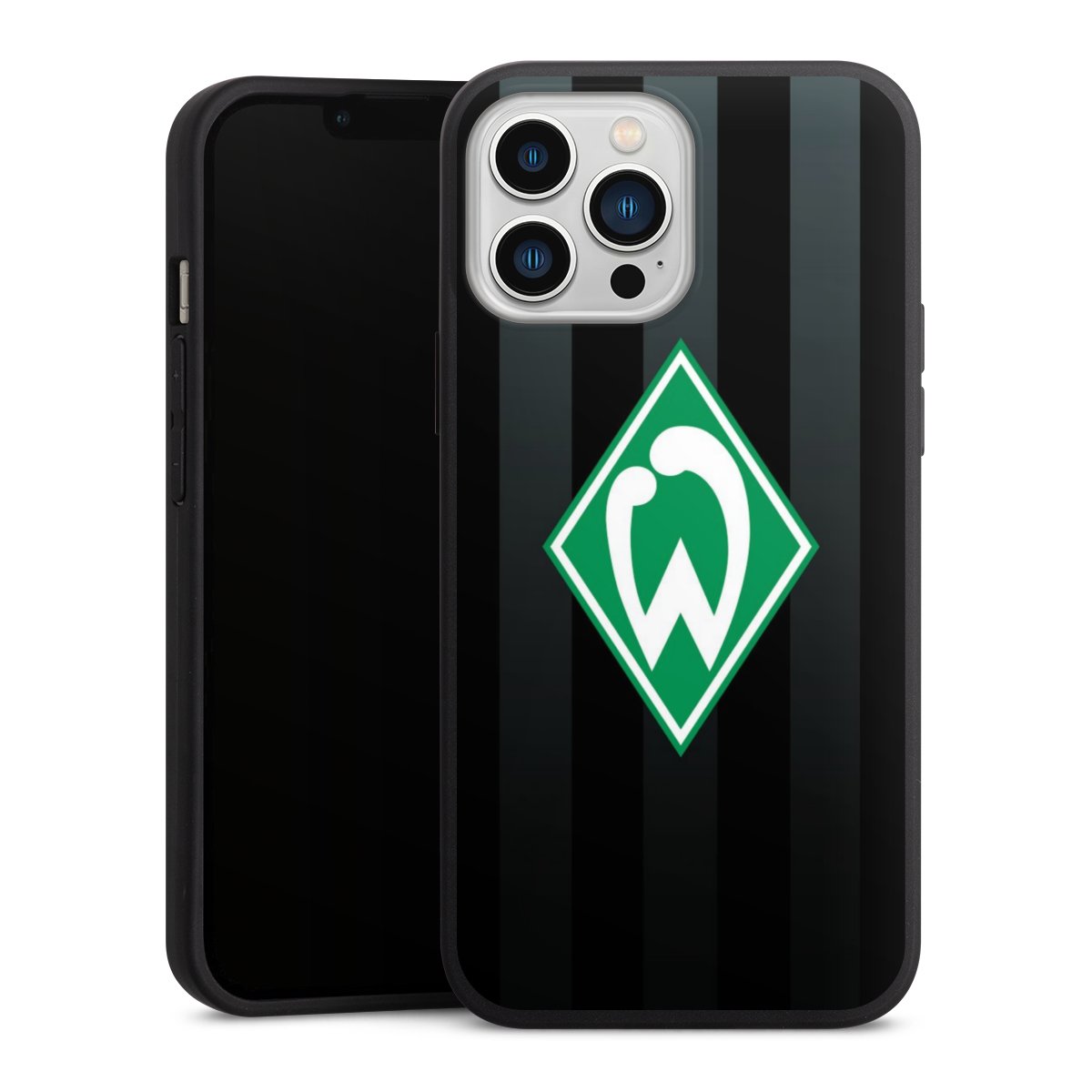 iPhone 13 Pro Max Handy Premium Silikon Hülle Handyhülle schwarz Case Stripes Sv Werder Bremen Official Licensed Product Silikon Premium Case