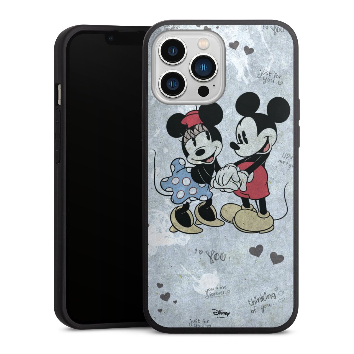 iPhone 13 Pro Max Handy Premium Silikon Hülle Handyhülle schwarz Case Mickey & Minnie Mouse Vintage Disney Silikon Premium Case