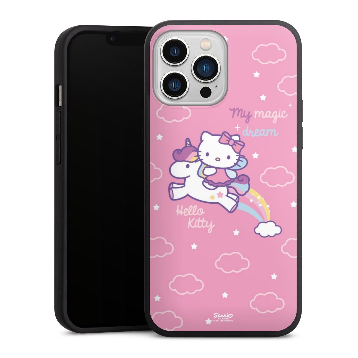 iPhone 13 Pro Max Handy Premium Silikon Hülle Handyhülle schwarz Case Einhorn Official Licensed Product Hello Kitty Silikon Premium Case