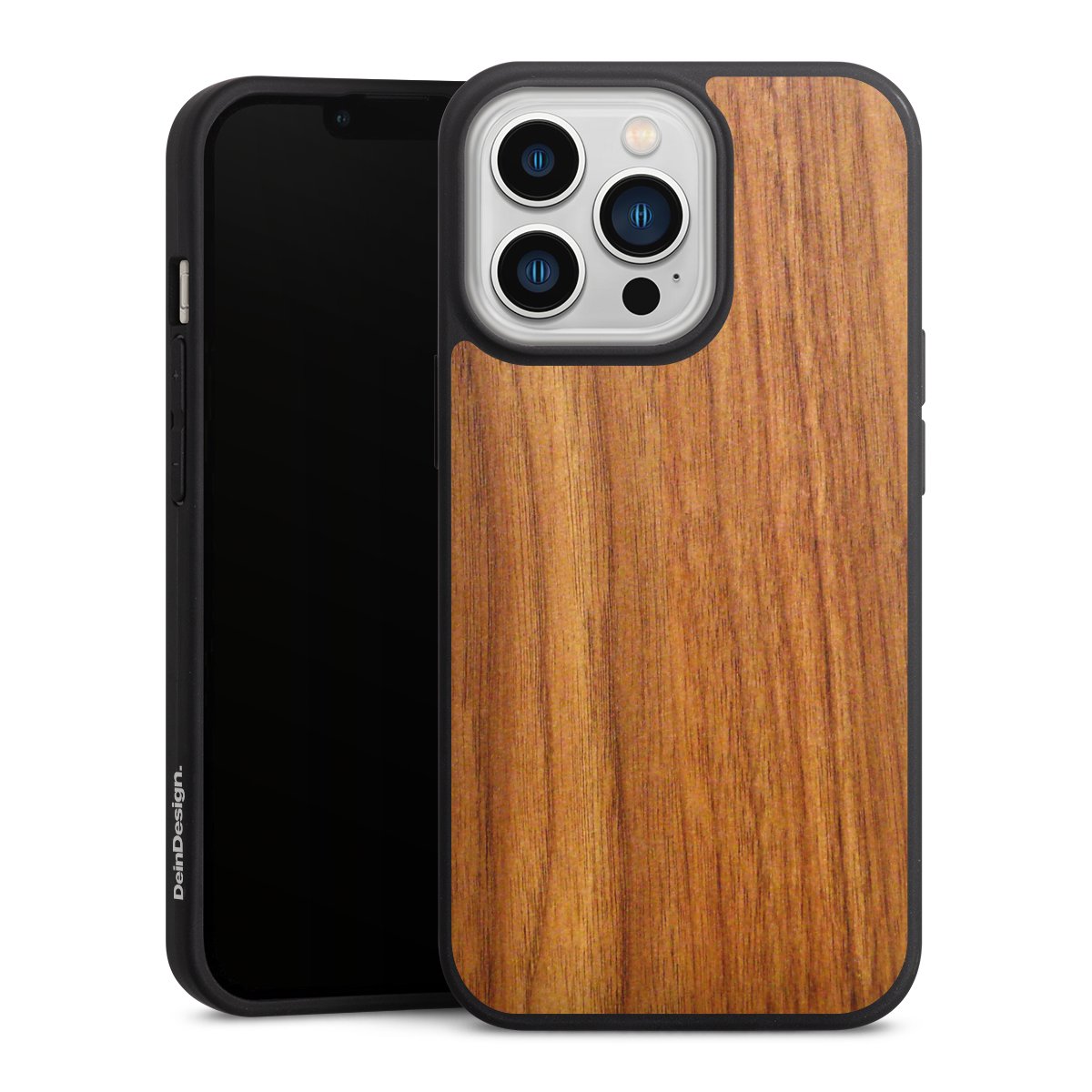 iPhone 13 Pro Handy Premium Silikon Hülle Handyhülle schwarz Case Wood Larch Wooden Look Silikon Premium Case