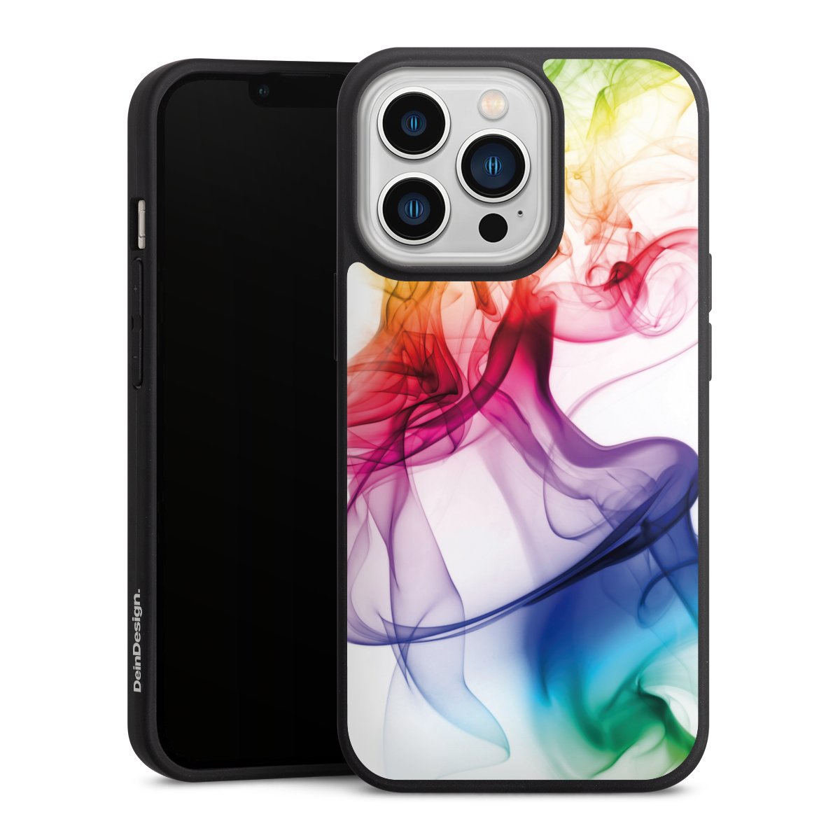 iPhone 13 Pro Handy Premium Silikon Hülle Handyhülle schwarz Case Water Colour Rainbow Silikon Premium Case