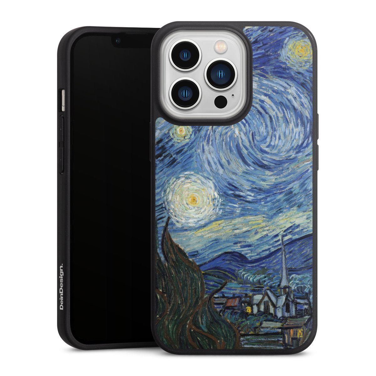 iPhone 13 Pro Handy Premium Silikon Hülle Handyhülle schwarz Case The Starry Night Kunst Vincent Van Gogh Silikon Premium Case