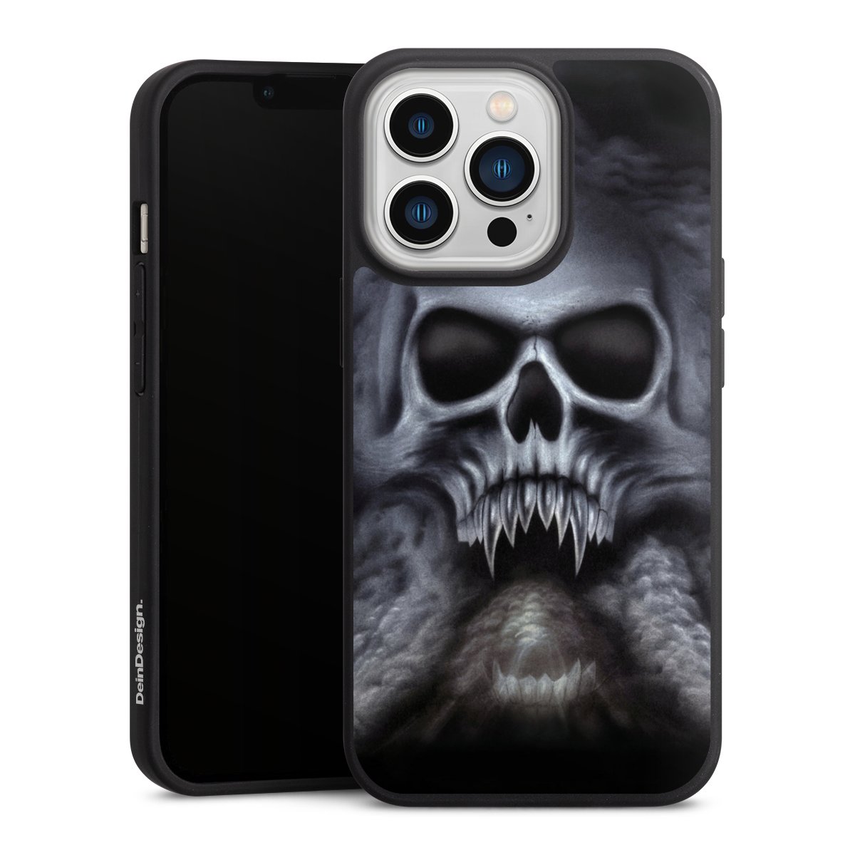 iPhone 13 Pro Handy Premium Silikon Hülle Handyhülle schwarz Case Totenkopf Skull Silikon Premium Case