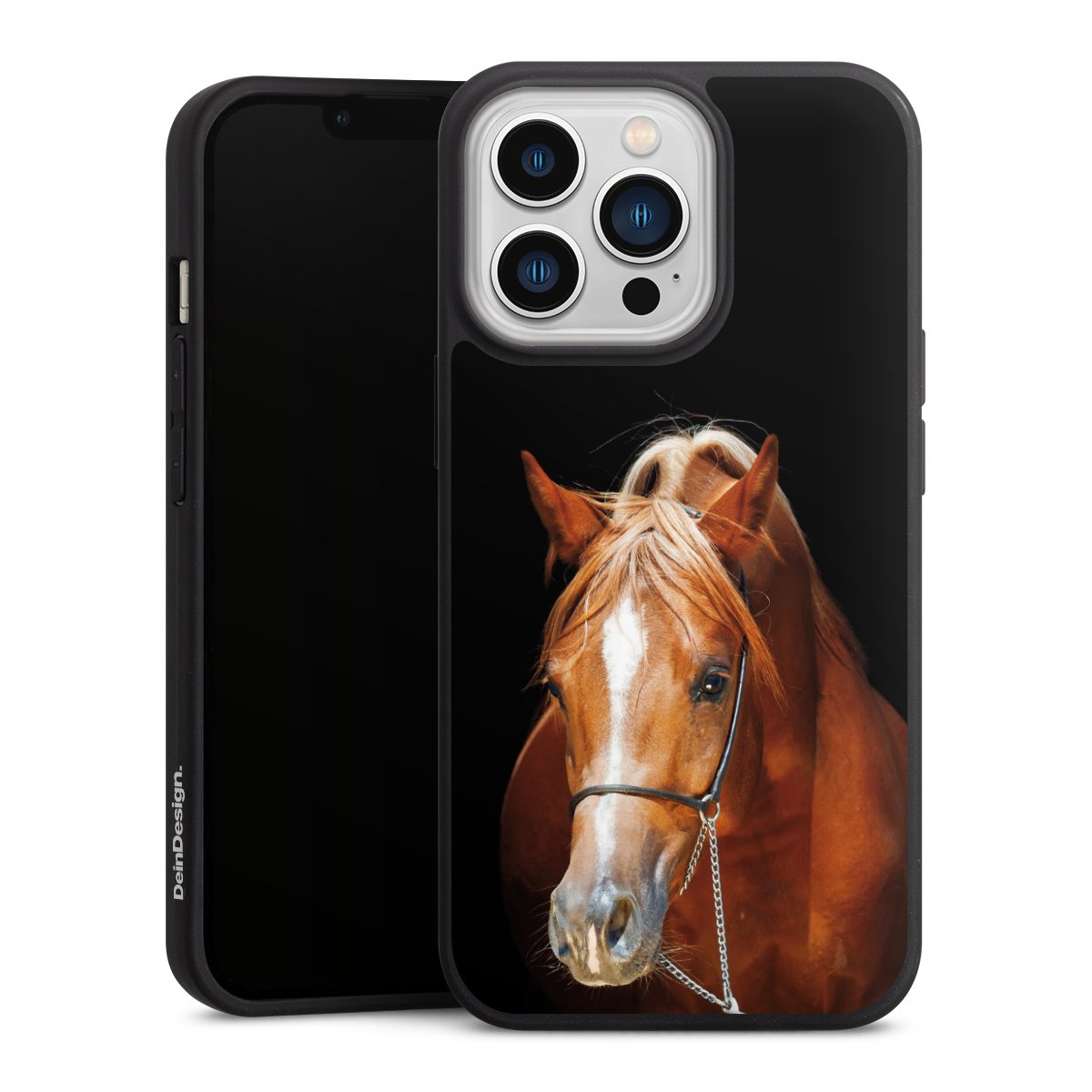 iPhone 13 Pro Handy Premium Silikon Hülle Handyhülle schwarz Case Mare Horse Hobby Silikon Premium Case