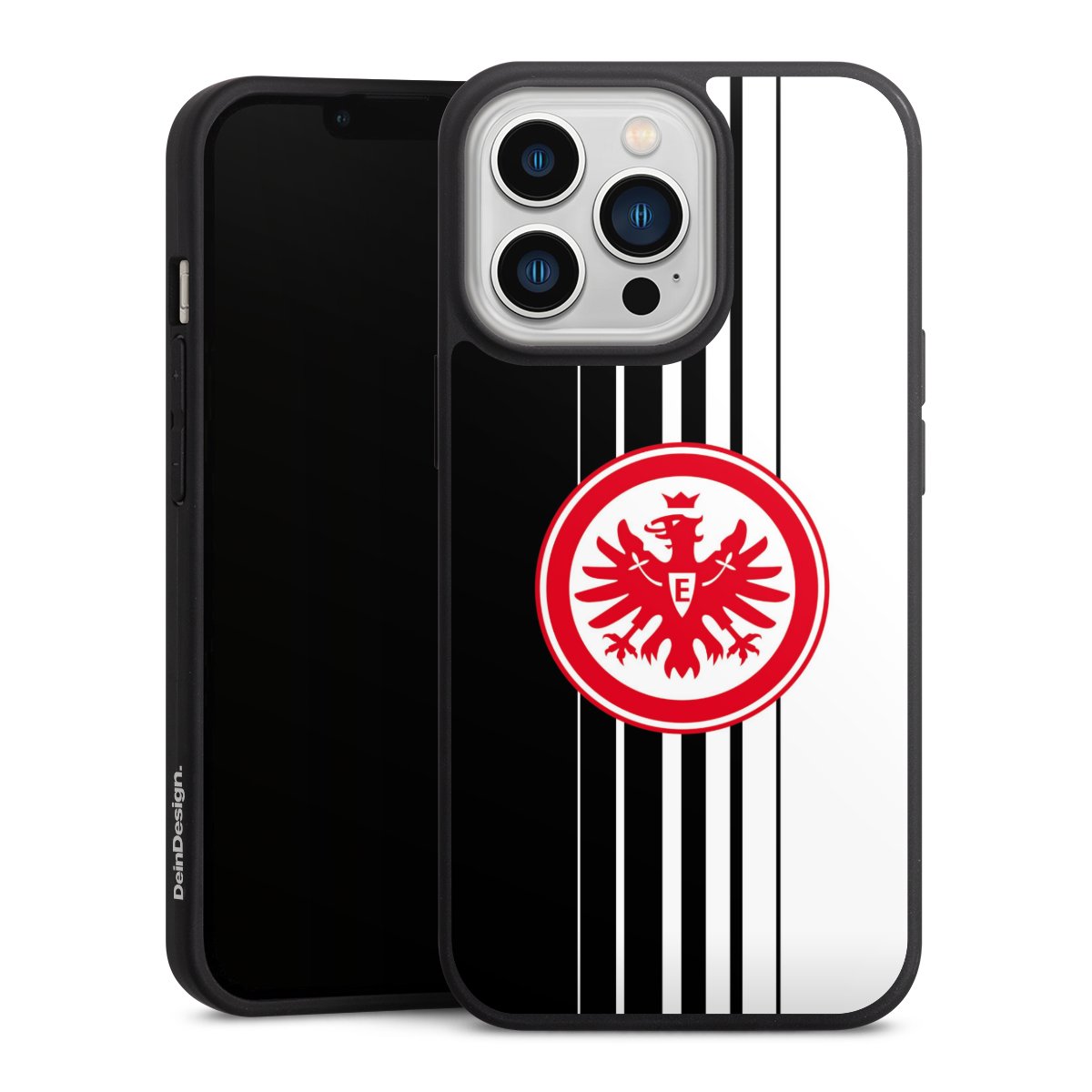 iPhone 13 Pro Handy Premium Silikon Hülle Handyhülle schwarz Case Stripes Eintracht Frankfurt Official Licensed Product Silikon Premium Case