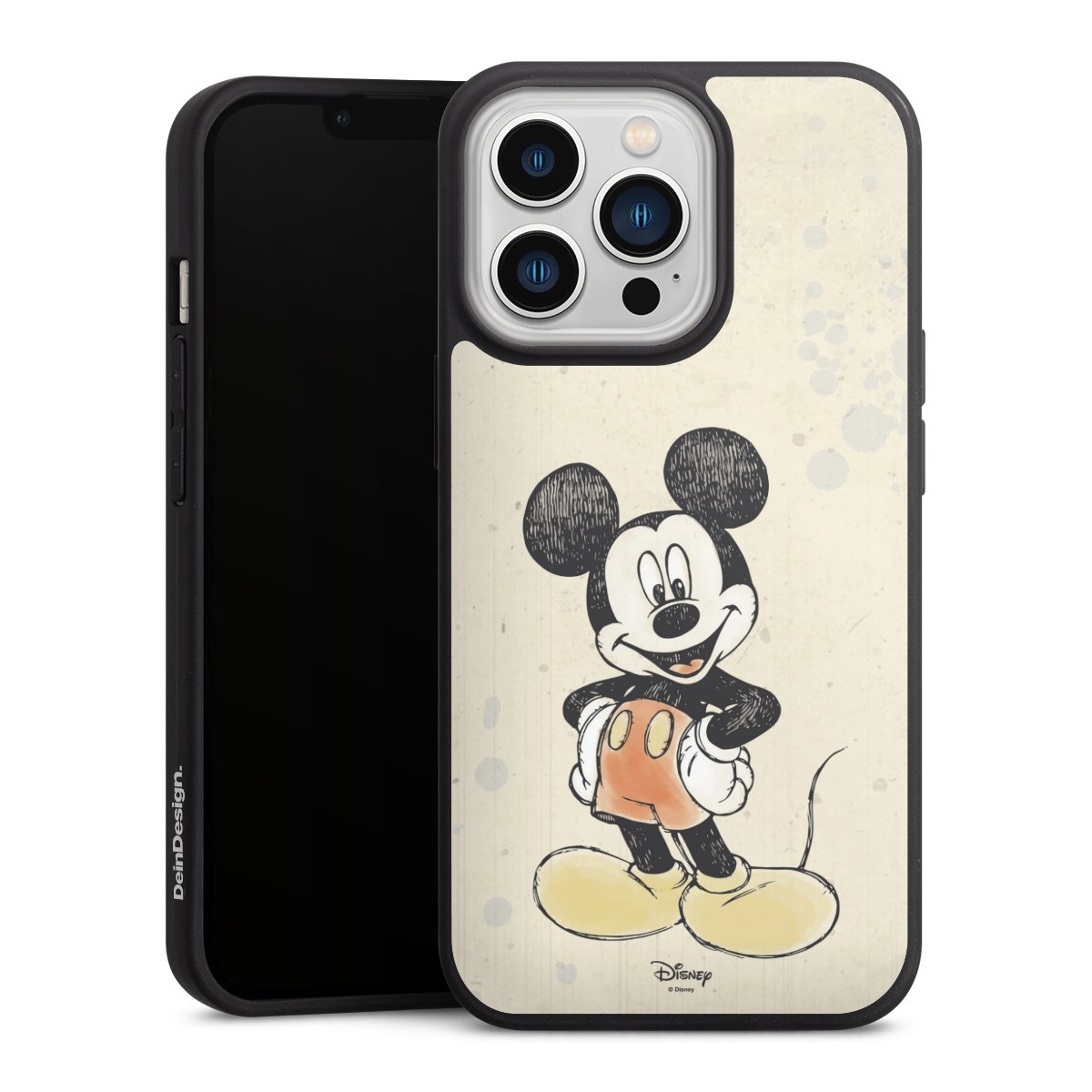 iPhone 13 Pro Handy Premium Silikon Hülle Handyhülle schwarz Case Water Colour Mickey & Minnie Mouse Official Licensed Product Silikon Premium Case