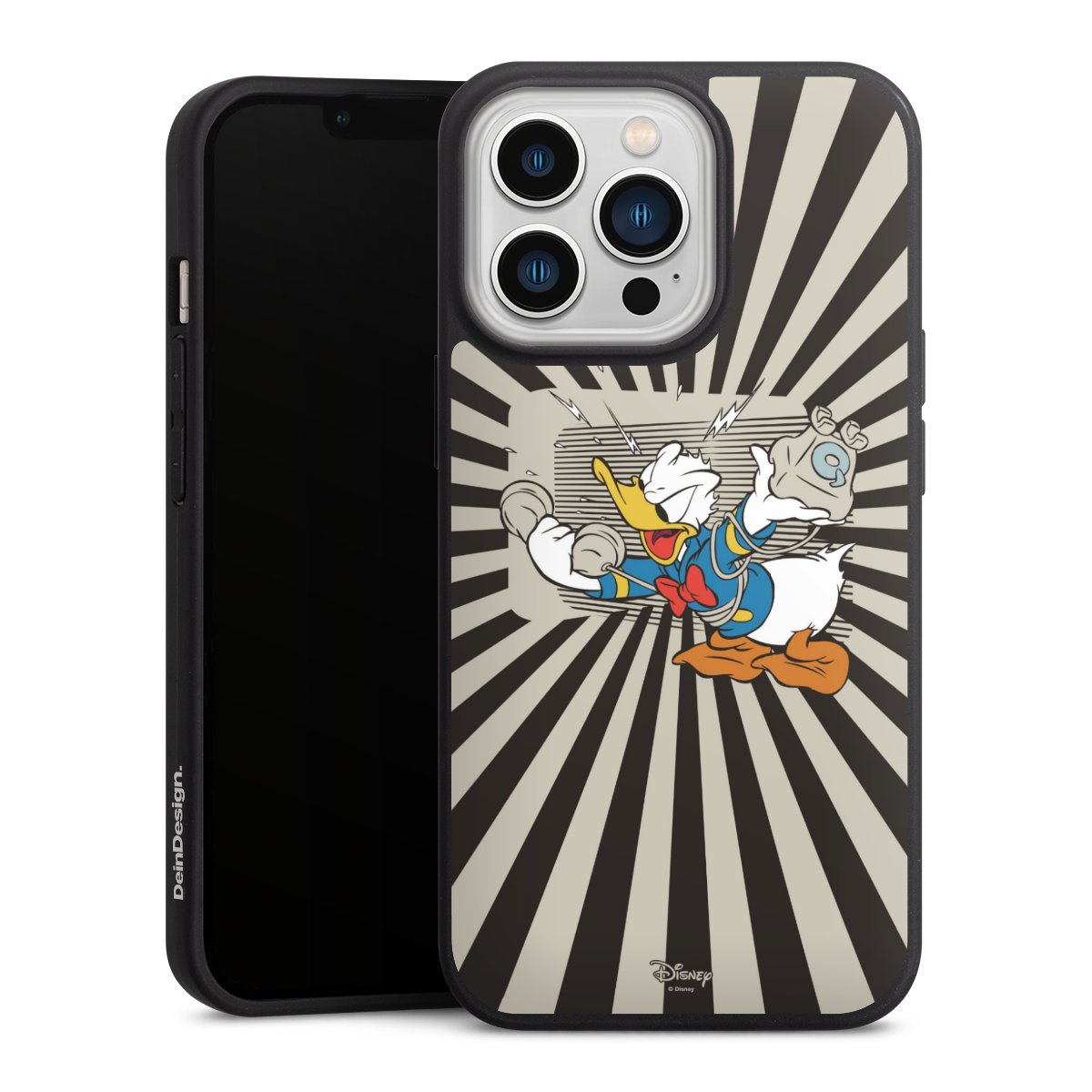 iPhone 13 Pro Handy Premium Silikon Hülle Handyhülle schwarz Case Donald Duck Disney Official Licensed Product Silikon Premium Case