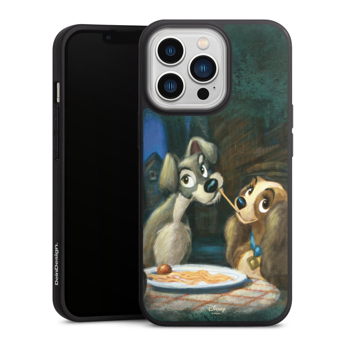 iPhone 13 Pro Handy Premium Silikon Hülle Handyhülle schwarz Case Lady And The Tramp Official Licensed Product Disney Silikon Premium Case