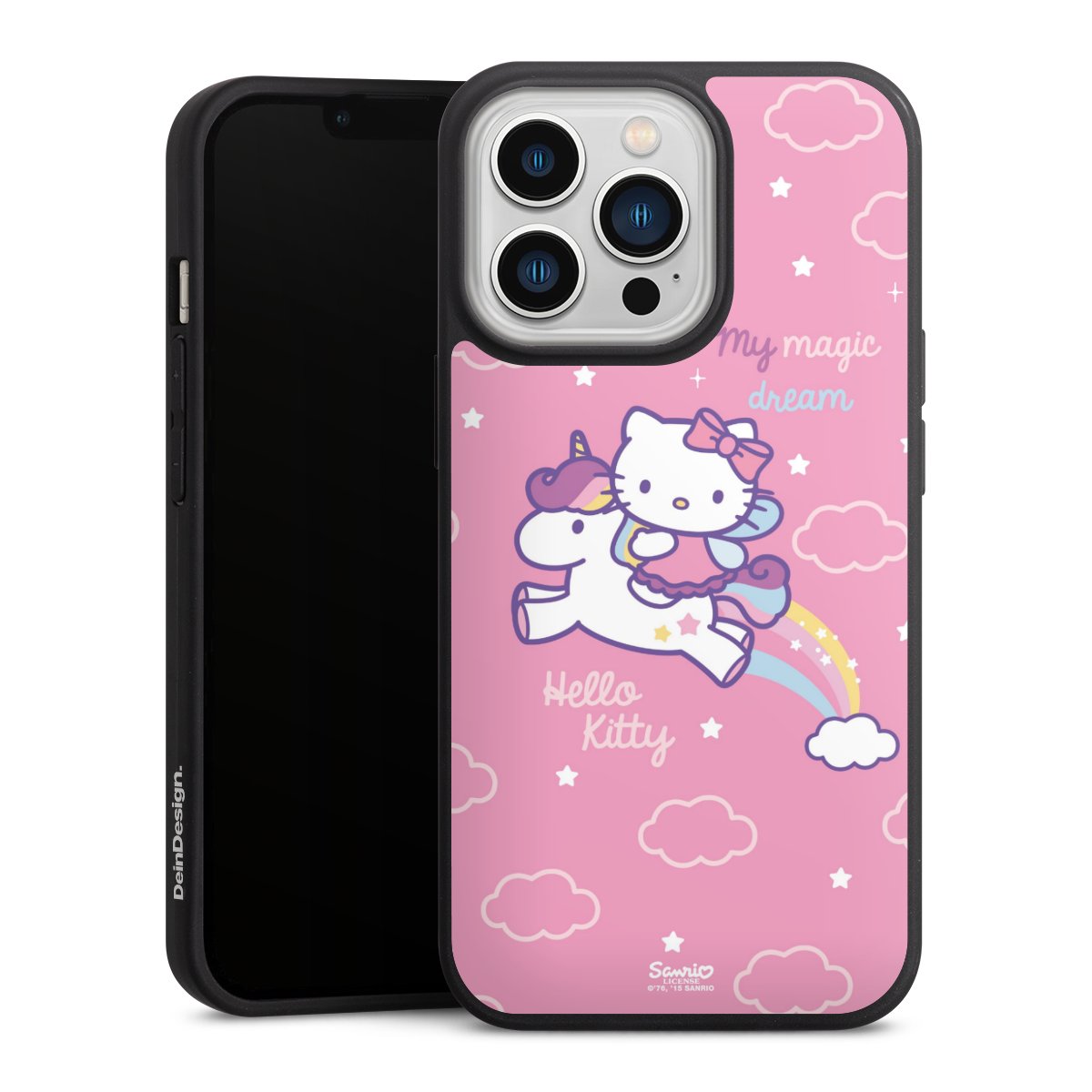 iPhone 13 Pro Handy Premium Silikon Hülle Handyhülle schwarz Case Einhorn Official Licensed Product Hello Kitty Silikon Premium Case