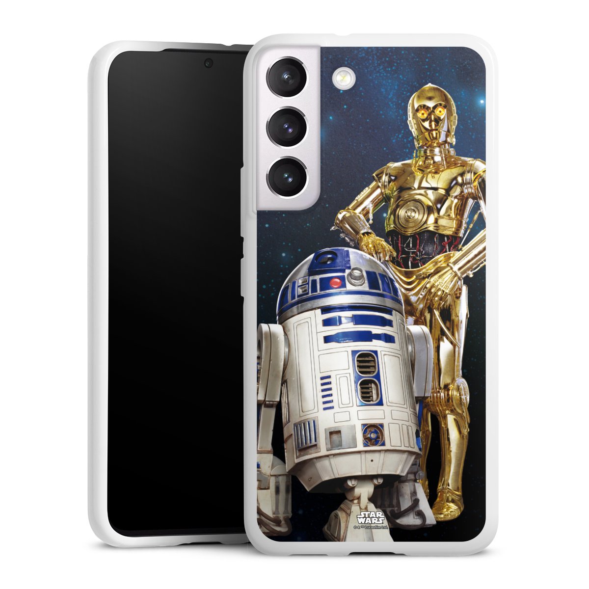 Galaxy S22 Handy Silikon Hülle Case weiß Handyhülle Weltall Star Wars R2d2 Silikon Case