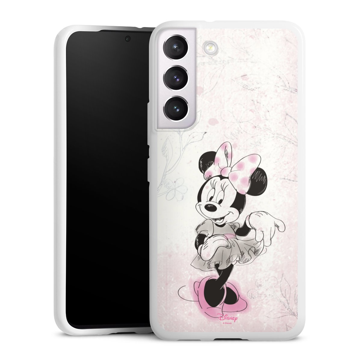 Galaxy S22 Handy Silikon Hülle Case weiß Handyhülle Disney Minnie Mouse Vintage Silikon Case