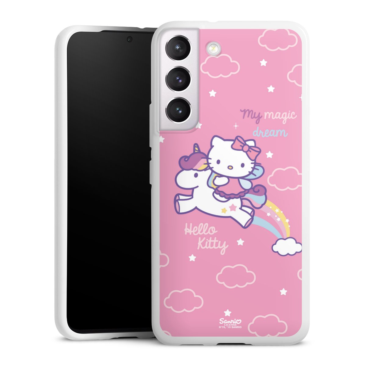 Galaxy S22 Handy Silikon Hülle Case weiß Handyhülle Einhorn Official Licensed Product Hello Kitty Silikon Case