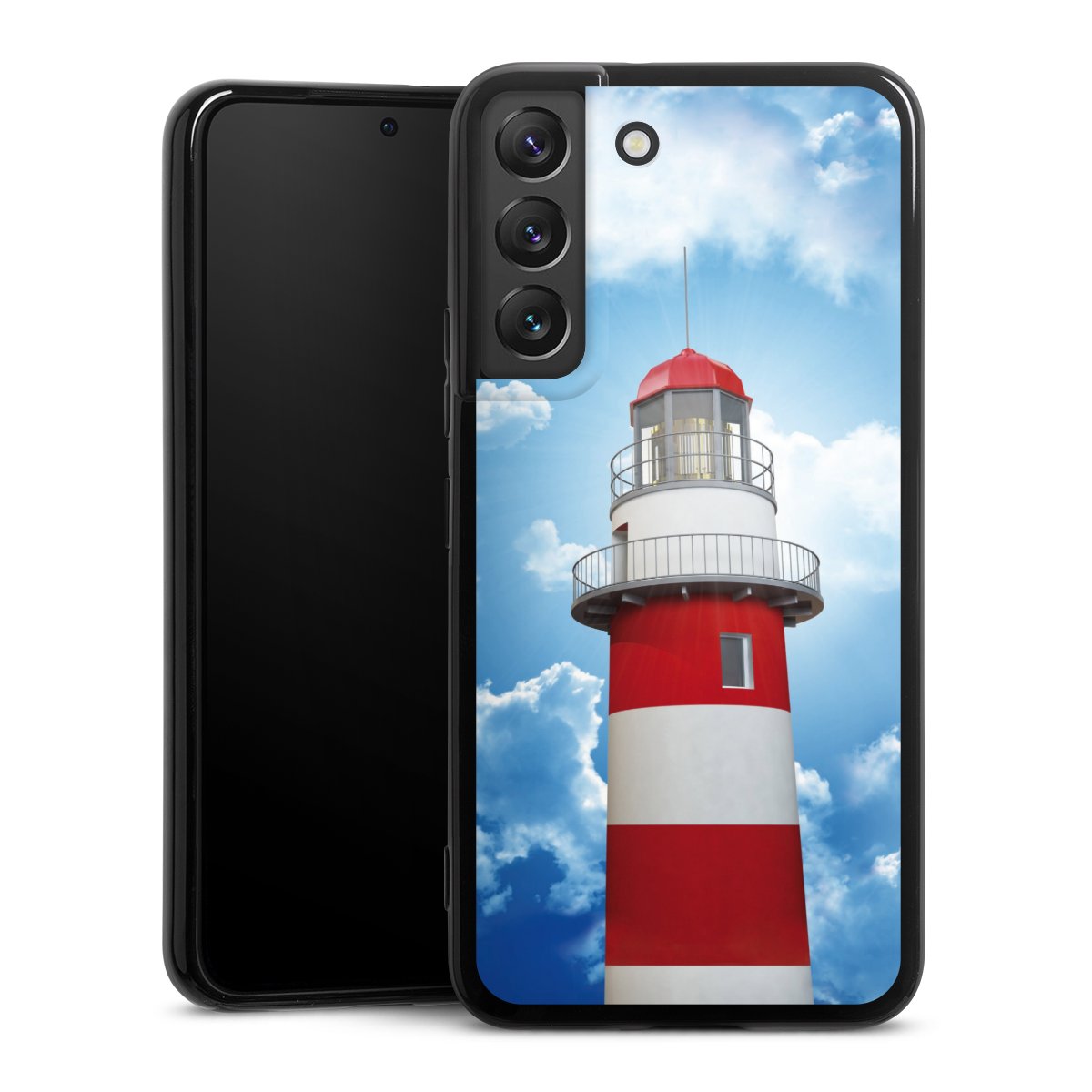 Galaxy S22 Handy Silikon Hülle Case schwarz Handyhülle Lighthouse Sky Cloud