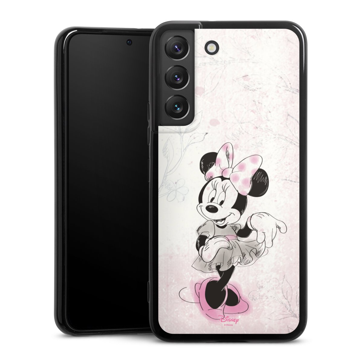 Galaxy S22 Handy Silikon Hülle Case schwarz Handyhülle Disney Minnie Mouse Vintage