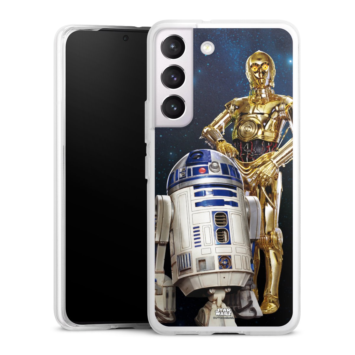 Galaxy S22 Handy Silikon Hülle Case transparent Handyhülle Weltall Star Wars R2d2 Silikon Case