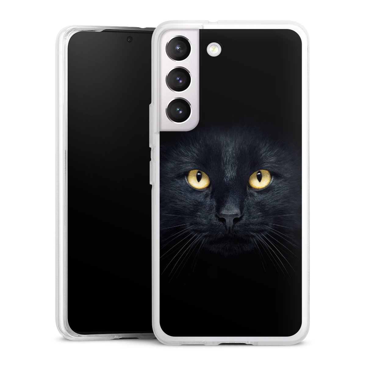 Galaxy S22 Handy Silikon Hülle Case transparent Handyhülle Eye Cat Black Silikon Case