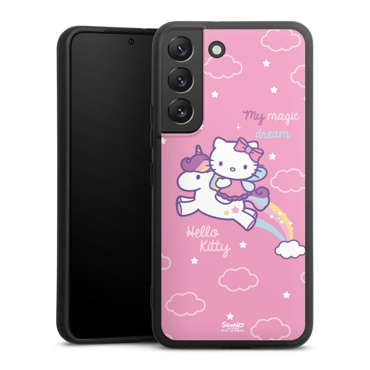 Galaxy S22 Handy Premium Silikon Hülle Handyhülle schwarz Case Einhorn Official Licensed Product Hello Kitty Silikon Premium Case