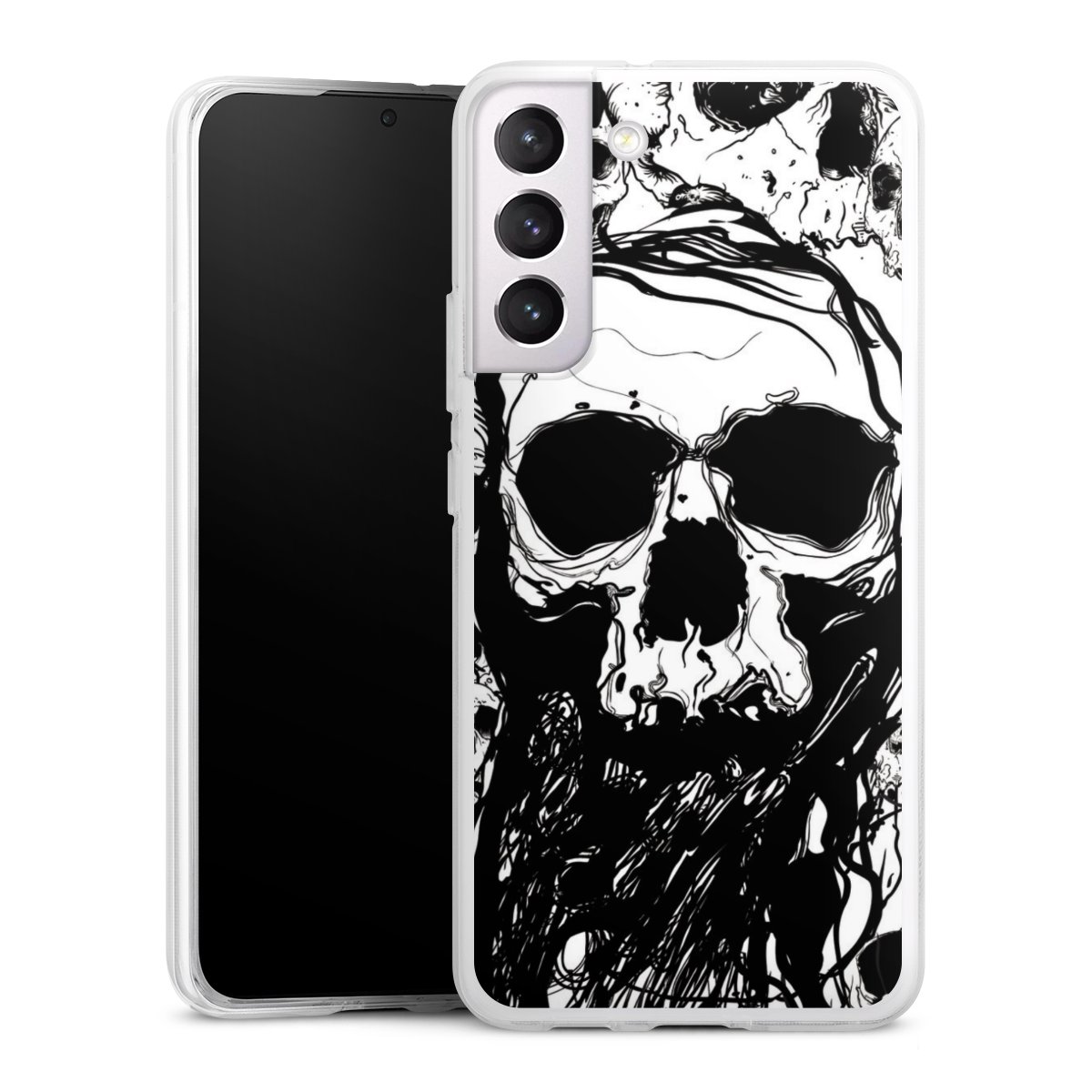 Galaxy S22+ Handy Silikon Hülle Case transparent Handyhülle Totenkopf Halloween Silikon Case