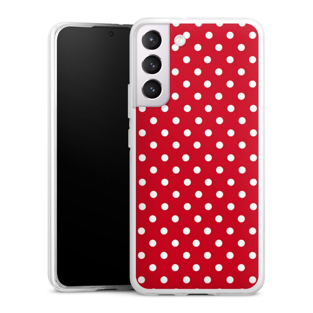 Galaxy S22+ Handy Silikon Hülle Case transparent Handyhülle Points Polka Dots Retro Silikon Case