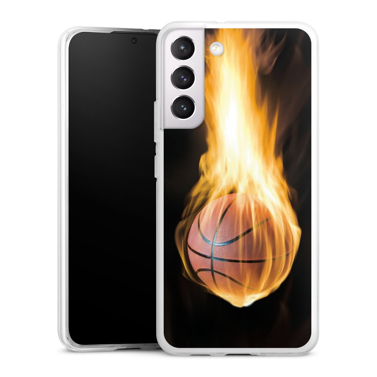 Galaxy S22+ Handy Silikon Hülle Case transparent Handyhülle Basketball Sports Fire Silikon Case