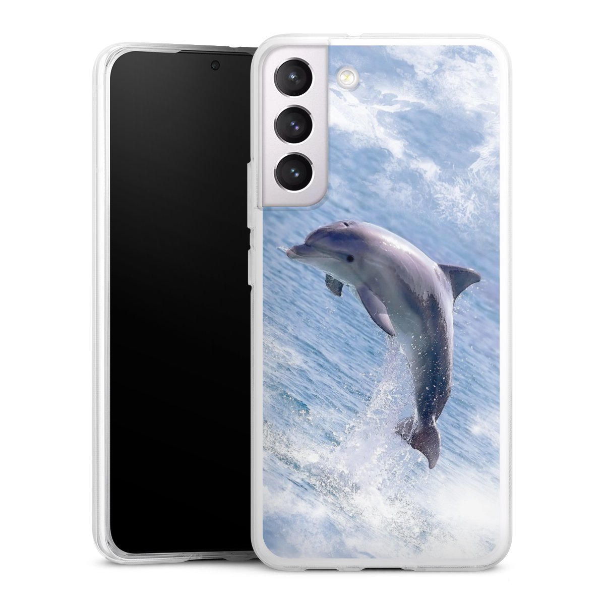 Galaxy S22+ Handy Silikon Hülle Case transparent Handyhülle Dolphin Ocean Wale Silikon Case