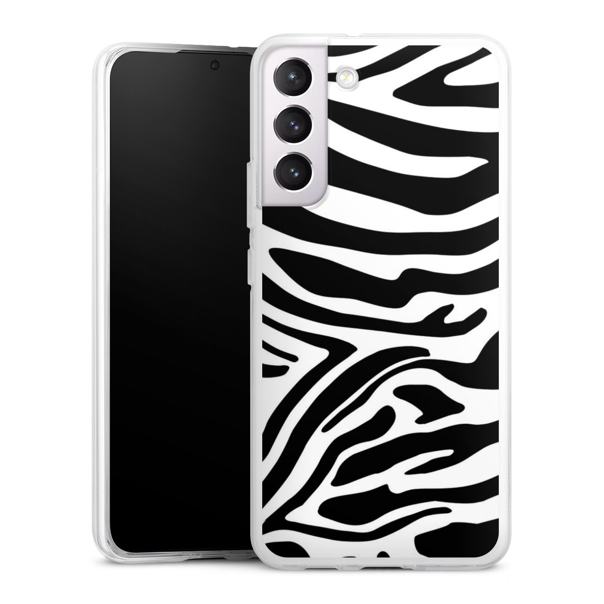 Galaxy S22+ Handy Silikon Hülle Case transparent Handyhülle Zebra Animal Look Animal Print Silikon Case