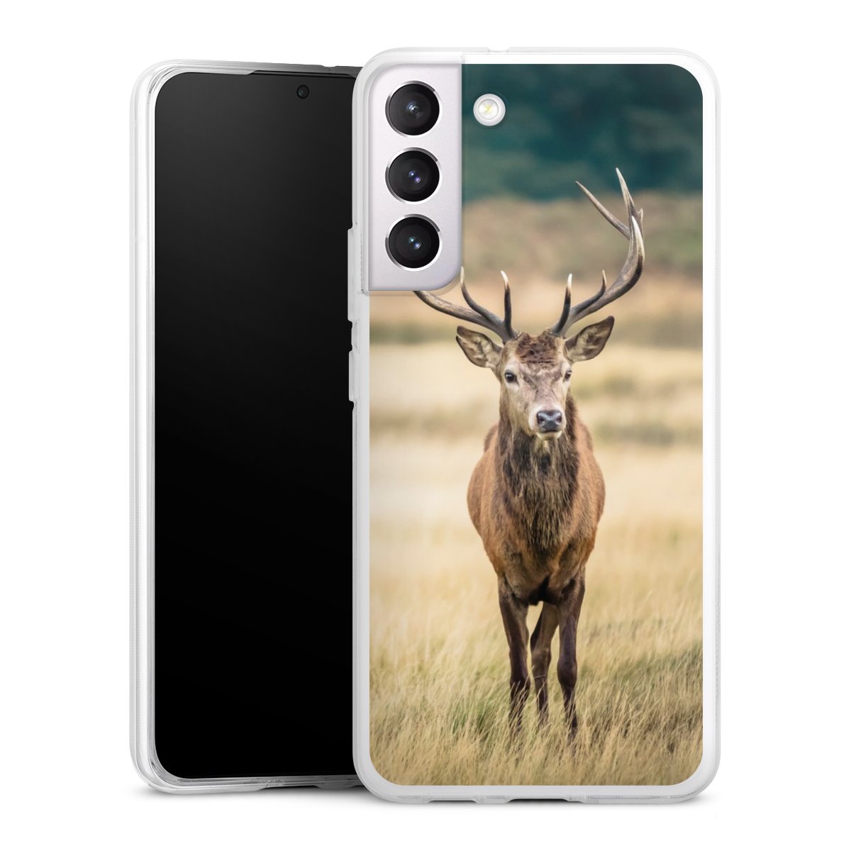 Galaxy S22+ Handy Silikon Hülle Case transparent Handyhülle Deer Meadow Forrest Silikon Case