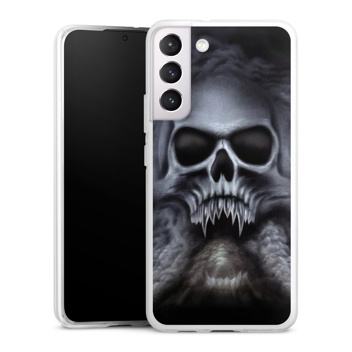 Galaxy S22+ Handy Silikon Hülle Case transparent Handyhülle Totenkopf Skull Silikon Case