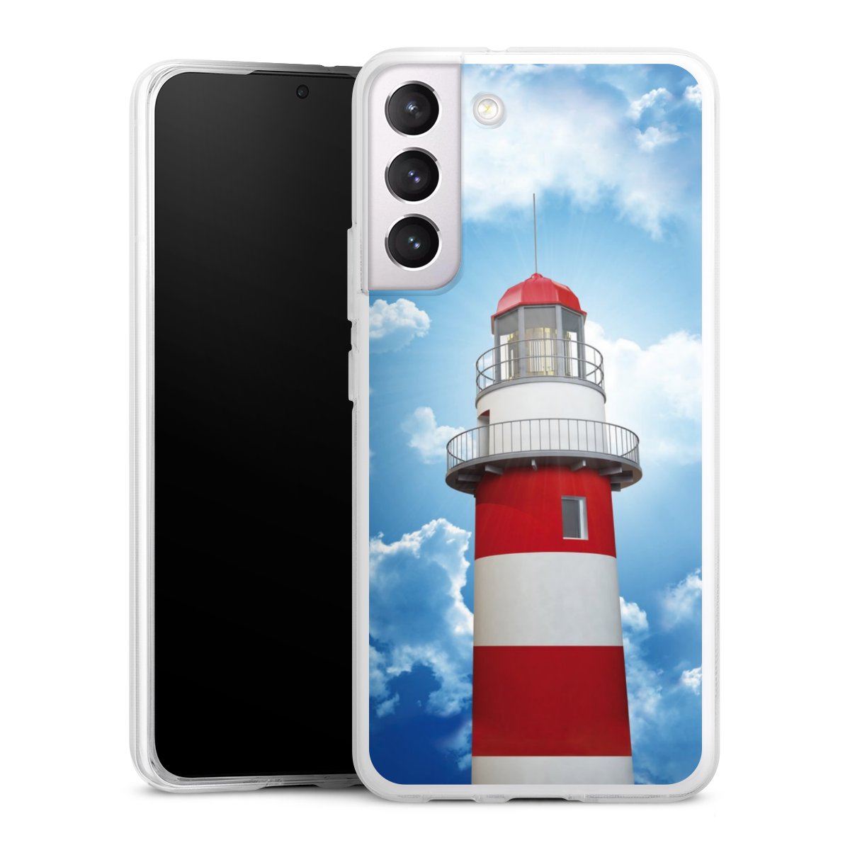 Galaxy S22+ Handy Silikon Hülle Case transparent Handyhülle Lighthouse Sky Cloud Silikon Case